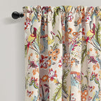 Lush Decor Dolores Light Filtering Window Panels, Pair, 52" W x 84" L, Neutral & Multi - Floral Curtains for Bedroom - Vintage Curtains - Coquette Room Decor