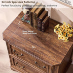 T4TREAM 34" Lateral File Cabinet with 2 Drawers, Farmhouse Filing Cabinet with 34" Wide Wooden Tabletop & Smooth Rails, Holds Letter/Legal, Hexagonal Design & Framed Drawer Fronts, Reclaimed Barnwood