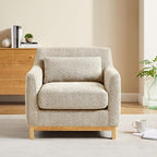 VANOMi Accent Chairs for Living Room, Sherpa Oversize Accent Chair with Thick Cushion 31 Inch Comfy Chair for Bedroom, Apartment, Light Camel