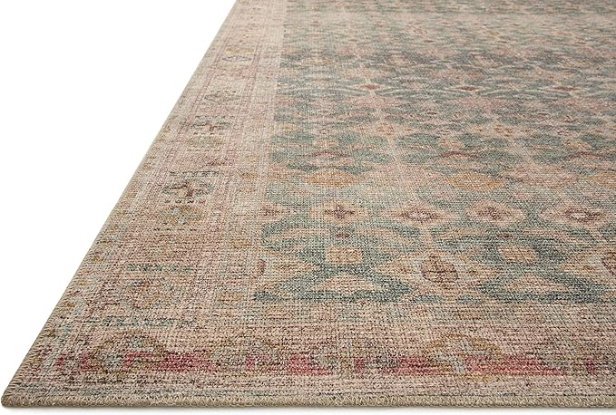 Loloi Angela Rose Aubrey Collection AUB-02 Aqua/Sand 5'-0" x 5'-0", .19" Pile Height, Round Area Rug