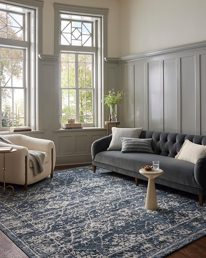 Loloi Magnolia Home by Joanna Gaines Gigi Collection GIG-02 Navy/Stone 4'-0" x 6'-0" Accent Rug
