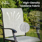 PHI VILLA Outdoor Swivel Patio Bar Stools Set of 2, 30 Inch Bar Height Tall Patio Chairs with Back & Armrest, Durable Textilene Fabric in Grey for Deck Lawn Garden