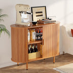 DHH Storage Cabinet, Fluted Sideboard Buffet Cabinet with Tambour Sliding Doors& Adjustable Shelf, Accent Coffee Bar Console Table for Kitchen, Living Room, Entryway (Yellow walnut40 Inch)
