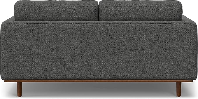 SIMPLIHOME Morrison Mid-Century Modern 72 inch Wide Sofa with Ottoman Set in Charcoal Grey Tightly Woven Performance Fabric for the Living Room and Family Room