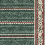 RUGGABLE x Morris & Co Machine Washable Christmas Area Rug– Fruit Stripe Spruce Green 8x10, Stain-Resistant, Non-Slip–Large Rugs for Living Room, Bedroom, Hallway, Entryway & Office–with Standard Pad