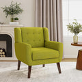 Accent Chair, Modern Fabric Armchair for Living Room, Comfy Upholstered Arm Chair Tufted for Indoor Bedroom Office Room (Green)