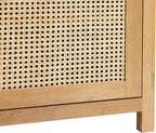 Walker Edison Sasha 2-Door Sideboard Buffet with Arched Rattan Panels, 58 Inch, English Oak