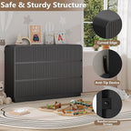 Dresser for Bedroom with 6 Drawers, Fluted Chest of Drawers with Round Curved Corner, Hidden Handles, Modern Wood Storage Organizer for Bedroom, Nursery, Living Room