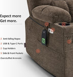 MCombo Dual Motor Power Lift Recliner Chair with Massage and Dual Heating for Elderly, Lay-Flat for Sleeping, Extra Wide for Big and Tall, Fabric R7070 (Coffee)