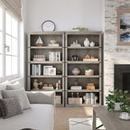 IDEALHOUSE 5 Tier Bookcase, Farmhouse Book Shelf with Storage Open Display Bookshelves, 67.4" Tall Book Case Wooden 5 Shelf Bookcase Home Decor Furniture for Home Office, Living Room, Bed Room - Grey