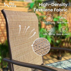 PHI VILLA 3 PCS Patio Swivel Bar Sets Textilene High Bistro Sets with 2 Outdoor Bar Stools and 1 Square Bar Table, Brown