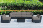 Outdoor Patio Furniture with 6-inch Thick Rainshield Cushions, No-Assembly 7-Piece All-Weather Wicker Sectional Set (Sunbrella Taupe)