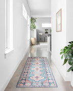 Loloi Skye Collection SKY-03 Turquoise/Terracotta 8'-0" x 8'-0" Round Area Rug
