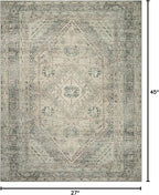 Loloi Magnolia Home by Joanna Gaines Sinclair Collection SIN-04 Natural/Sage 2'-3" x 3'-9", .25" Pile Height, Machine Washable, Accent Rug
