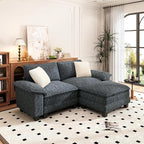 PHI VILLA Cloud Modular Couches Sets, 87.5" Sectional Loveseat Sofa with 1 Movable Ottoman, 3-Seater Comfy Couches for Living Room Apartment, Chenille Fabric, Dark Cyan