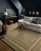 Loloi Chris Loves Julia Alfie Collection ALF-04 Green/Natural 8'-6" x 11'-6" Area Rug Wool Neutral Living Bedroom Dining Carpet