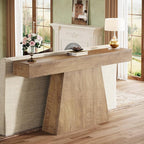 Tribesigns 63" Console Table, Farmhouse Entryway Table with Trapezoidal Base, Narrow Long Wood Sofa Table Behind Couch Table for Entrance, Hallway, Living Room, Natural