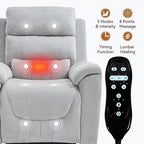 PELUMY Power Lift Recliner Chair for Elderly with Massage and Heat, Dual Motor Heavy Duty 350lbs Recliner, 8-Point Vibration & Lumbar Heating, Electric Lift Chair (Chenille, Light Grey)