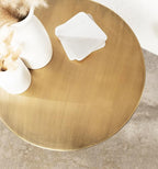 Kate and Laurel Aja Modern Metal Round Side Table; 15 x 15 x 23; Antique Brass; Decorative Geometric Nightstand with Circular Tabletop and Unique Slanted Legs