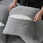 JACH 144.1 Inch L-Shaped Modular Sofas, Modern 3-Seater Couch with Chaise Ottoman, Mid Century Modern Sectional Couches, Cozy Sleeper Sofa for Apartment/Living Room (Linen Fabric, Grey)