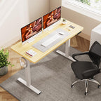 Adjustable Stand Up Desk with Memory Preset, 55 x 24 Inch Standing Desks Electric Desk for Home Office with Splice Board (Maple)