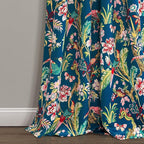 Lush Decor Dolores Light Filtering Window Panels, Pair, 52" W x 108" L, Navy & Multi - Floral Curtains for Bedroom - Vintage Curtains - Coquette Room Decor