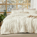 Bedsure Tufted Boho Comforter Set Twin Size - Ivory Boho Bed Set, GentleSoft™ 2 Pieces Farmhouse Shabby Chic Embroidery Bedding, Gifts for Woman, Soft Jacquard Twin Comforter for All Seasons