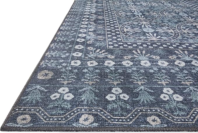 Loloi Rifle Paper Co. Maison Collection MAO-03 Rosette Blue 2'-3" x 3'-9", .19" Pile Height, Accent Rug