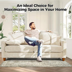 70in Corduroy Couch, Kidirect Sofa No Tool Assembly, Comfy Couches for Living Room 21in Deeper Seats, Corduroy Sofas for Living Room with 2 Pillows, Oversized Loveseat Sofa, Boho Love Seat Beige Couch