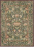 RUGGABLE x Morris & Co Machine Washable Area Rug – Lodden Soft Evergreen & Gold 10x14, Stain-Resistant, Non-Slip – Large Rugs for Living Room, Bedroom, Hallway, Entryway & Office–with Standard Pad