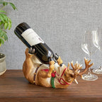 True Reindeer Polyresin Wine Bottle Holder - Table Top and Counter Wine Rack, Animal Home Decor, Set of 1, Brown, Holds 1 Standard Wine Bottle