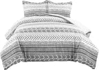 Lush Decor Hygge Geo Reversible 3 Piece Cotton Duvet Set, King, Black & White