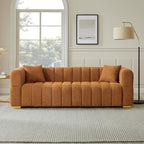 VANOMi Sofa and Chair Set, Modern Deep Seat Couch & Boucle Sofa Chairs, Oversized Upholstered Couch Sets for Living Room, Bedroom, Office, Apartment, Curry (2 Pieces)