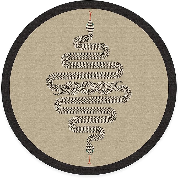RUGGABLE x Jonathan Adler Machine Washable Modern Area Rug – Venom Neutral 8 ft Round, Stain-Resistant, Non-Slip – Large Rugs for Living Room, Bedroom, Hallway, Entryway & Office–with Standard Pad
