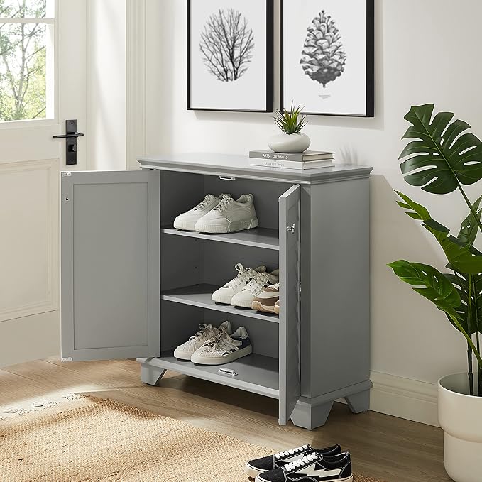 Crosley Furniture Lydia Accent Storage Cabinet, Bar, Buffet for Kitchen, Living Room, or Entryway, Gray