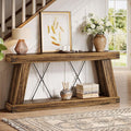 Tribesigns 70.9" Farmhouse Console Table, Long Sofa Table Behind Couch with Storage, Narrow Wooden Console Station, Industrial Rustic Entryway Furniture for Hallway, Entry, Living Room (1, Dark Brown)