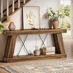 Tribesigns 70.9" Farmhouse Console Table, Long Sofa Table Behind Couch with Storage, Narrow Wooden Console Station, Industrial Rustic Entryway Furniture for Hallway, Entry, Living Room (1, Dark Brown)