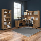 Bush Furniture 60-inch Home Office Desk with Drawers, Large Computer Table with Storage, Transitional Style, Somerset Collection, Fresh Walnut