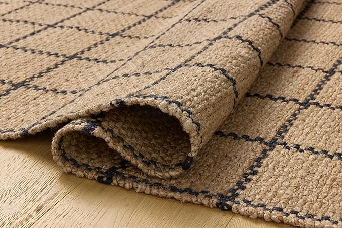 Loloi Chris Loves Julia Fletcher Collection FLE-01 Natural/Black 7'-9" x 9'-9", .37" Pile Height, Area Rug