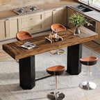 Tribesigns 70.9" Extra Long Bar Table, Industrial Counter Height Table, Rectangular Bar Height Tables with Metal Footrest for Kitchen Dining Room, Living Room, Pub (Rustic Brown & Black)