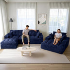 MAXYOYO Sectional Sofa Couch and Chaise Lounge, L Shaped Modern Cloud Couch with Ottoman, Comfy Sofa with Layered Cushion, Tufted Upholstered Sleeper Chair for Living Room, No Assembly Required