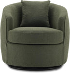 Swivel Accent Chair Set of 2, Modern Upholstered Boucle Barrel Arm Chairs with Pillow for Living Room, 360 Degree Round Swivel Sherpa Armchair with Round Base for Bedroom Club (2, Green)