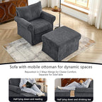 35.82" Accent Chair with Ottoman Upholstered Living Room Chairs for Reading Chair with Chaise Lounge Chairs Indoor, Comfortable Armchair for Bedroom (Gray, 35.82")