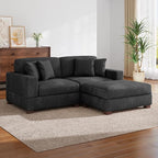 Modular Sectional Couches for Living Room, Modern Loveseat 2-Seater Sofa Couch with Ottoman, Upholstered Couches for Living Room Bedroom, Grey