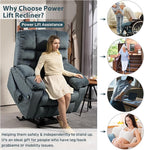 Oversized Zero Gravity Power Lift Recliner Chair for Elderly Adults Big Man Electric Lay Flat Recliner Triple Motor with Heat and Massage, Adjustable Seat Height, Arm Storage, Cup Holder