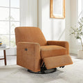 VANOMi Power Swivel Glider Recliner Chair, Electric Nursery Rocker Recliner Chair, USB & Type-C Charger, Boucle Curry
