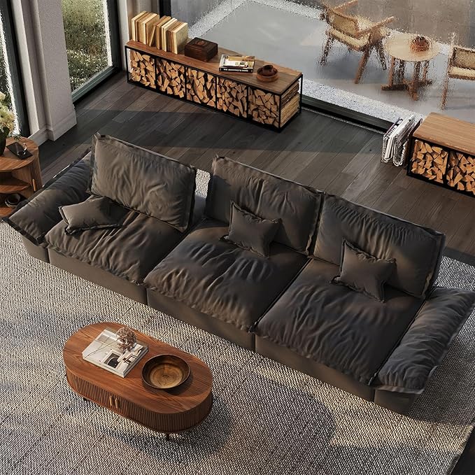 POVISON Oversized Modular Sectional Sailboat Sofa for Living Room with Adjustable Backrest Sectional Couches Large Deep Sofa Set 3 Seats Big Comfy Cloud Couch for House Office