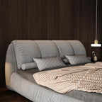 King Size Upholstered Platform Bed with Oversized Padded Backrest and Solid Wood Frame for Bedroom, Apartment Room, Gray