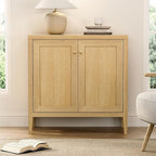 63" Large Buffet Cabinets Set of 2, Farmhouse Sideboard Cabinet with Storage, Accent Credenza Cabinet, Wood Kitchen Cabinets, Coffee Bar Console Table for Living, Dining Room, Natural Oak