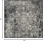 SAFAVIEH Evoke Collection Area Rug - 5'3" Square, Black & Grey, Distressed Design, Non-Shedding & Easy to Clean, Ideal for Living Room, Bedroom, Dining Space (EVK256R)